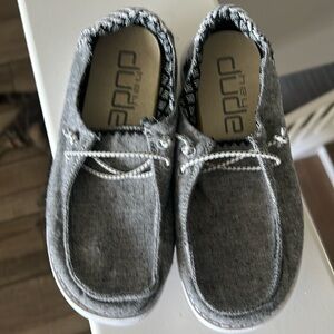 Hey Dudes black, gray and white slip on shoe